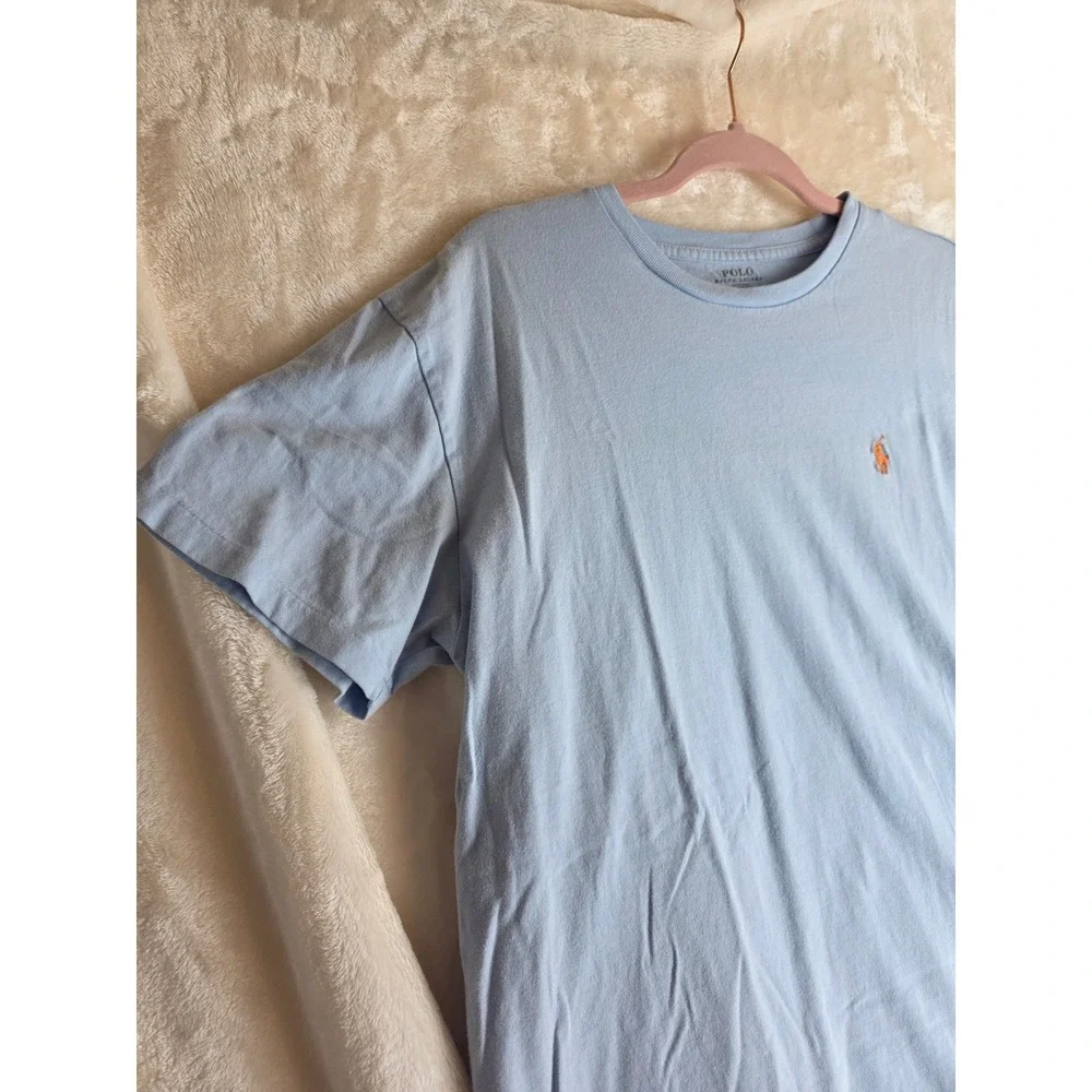Polo Ralph Lauren Men Light Blue Short Sleeve‎ T Shirt Crew Neck Pony Logo M